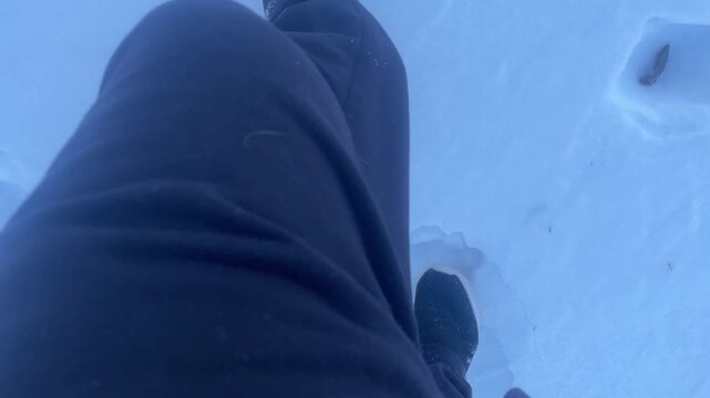 Walking On Frozen Snowpack