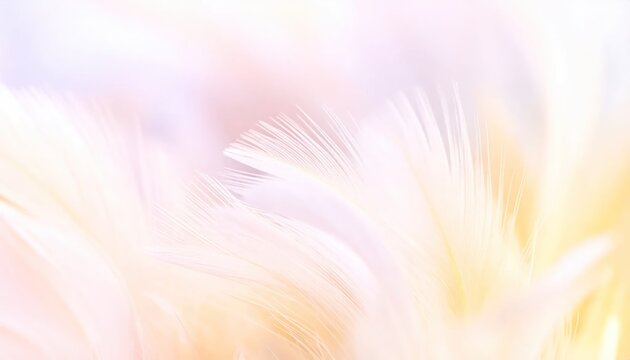 Soft, pastel-colored feathers, close-up, creating a blurred, ethereal effect