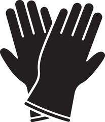 Obraz premium Protective gloves icon in silhouette on white background.