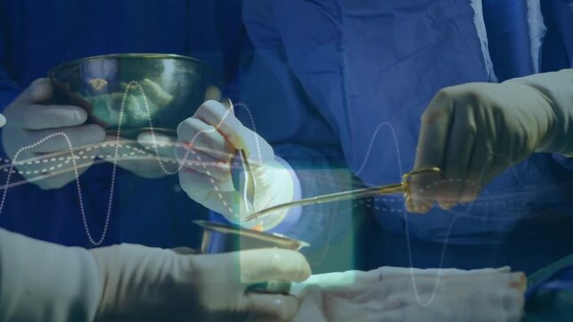 Animation of data processing over surgeons during surgery