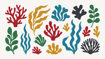 Obraz premium Vibrant colorful seaweed and aquatic plants.