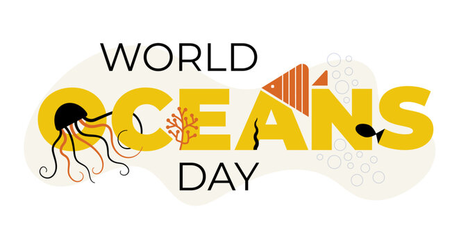 World Oceans Day Jellyfish and Coral Illustration