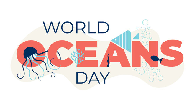 World Oceans Day Jellyfish and Coral Illustration