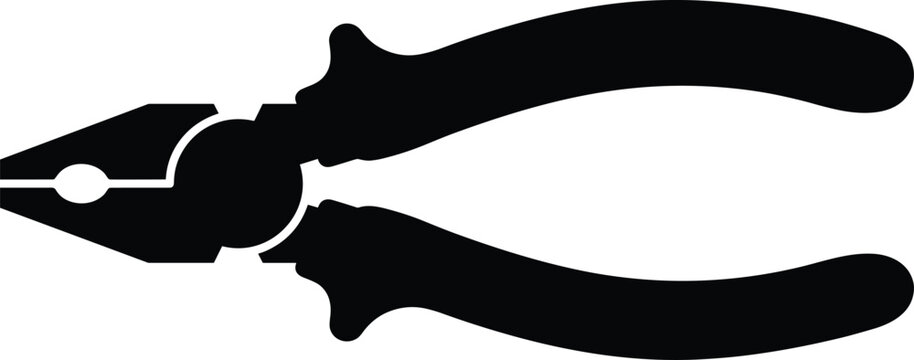 Pliers tool silhouette isolated, hand tool for gripping cutting bending wire, mechanic repair equipment vector icon illustration