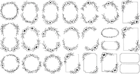 Obraz premium A collection of various wreath and frame shapes isolated on transparent background