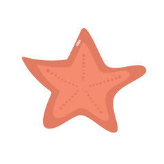 Obraz premium Cute cartoon starfish in warm coral colors isolated on light background. Playful marine vector illustration perfect for kids design, nursery decor, summer prints and ocean themed projects.