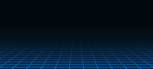 Wireframe landscape. perspective grid background © natrot