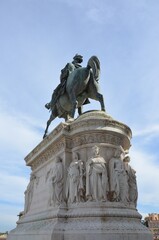 Fototapeta premium Rome, Italy 09.02.2020: Statue of Vittorio Emanuele King of Italy