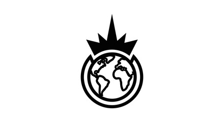 Black and white earth crown logo.