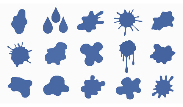 Messy liquid splash and blob shapes vector collection with artistic watercolor fluid drops