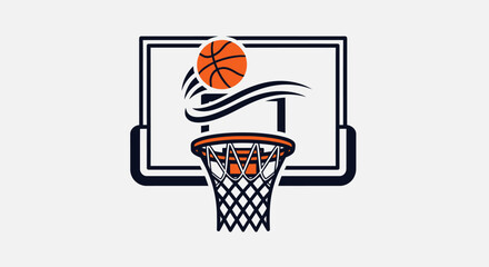 Basketball ball flying into hoop with motion lines © Jaka