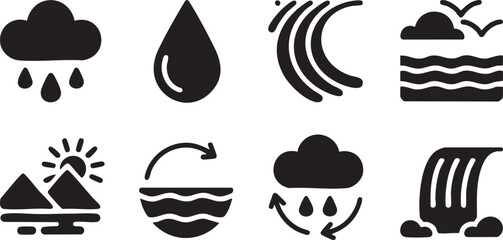 Naklejka premium Nature Water Cycle Weather Icons