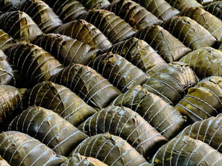Fototapeta premium Rice dumplings on shelves during Chinese Dragon Boat Festival
