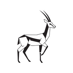 A gray and white drawing of an antelope © SI