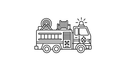 Naklejka premium Fire Truck Icon Emergency Vehicle Firefighter Equipment Rescue Service.