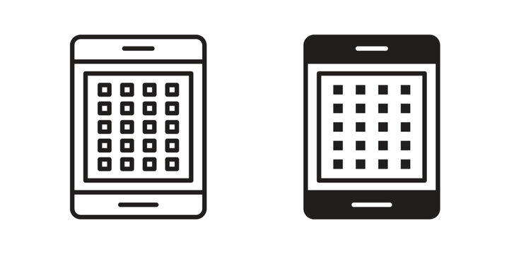 Mobile notch icon with editable stroke and solid design vectors