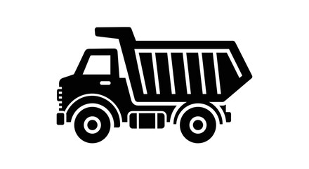 Dump Truck Icon - Construction Vehicle Silhouette. © nizar
