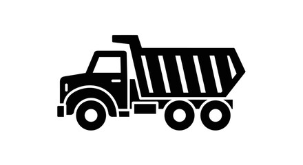 Dump Truck Icon Black Silhouette - Construction Vehicle Symbol. © nizar