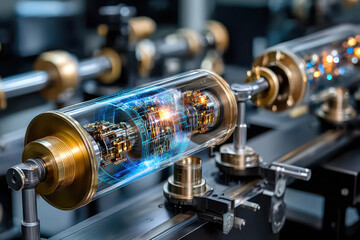 Advanced technology in action showcasing a futuristic energy system in a modern lab