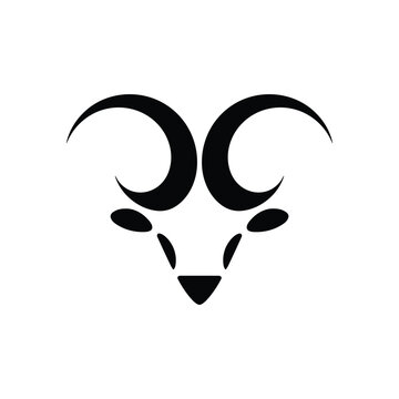 Black silhouette of a rams head with curved horns