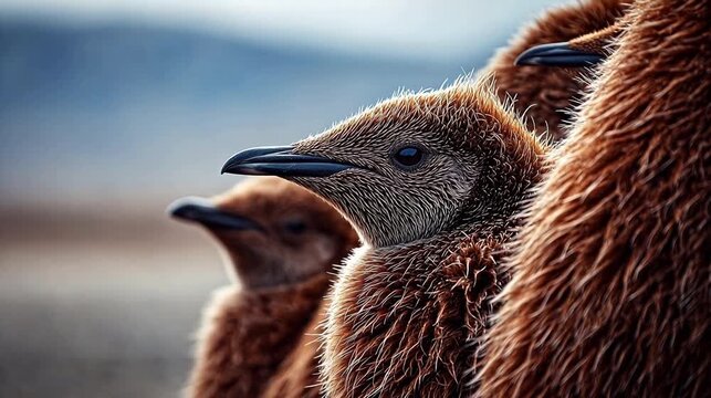 Penguin chicks in closeup