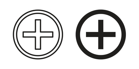 Fototapeta premium Plus icon with editable stroke and solid design vectors
