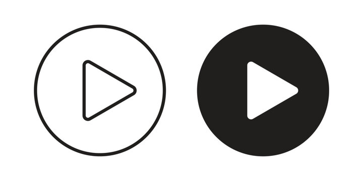 Play icon with editable stroke and solid design vectors