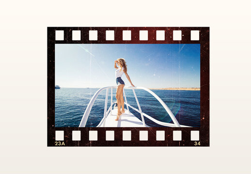 Analog Film Frame Template &ndash; Vintage Photo Border Overlay, 35mm Film Strip Mockup