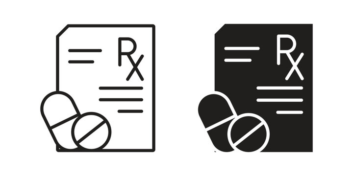 RX icon with editable stroke and solid design vectors