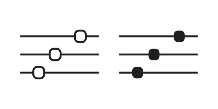 Settings sliders icon with editable stroke and solid design vectors