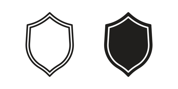 Shield icon with editable stroke and solid design vectors