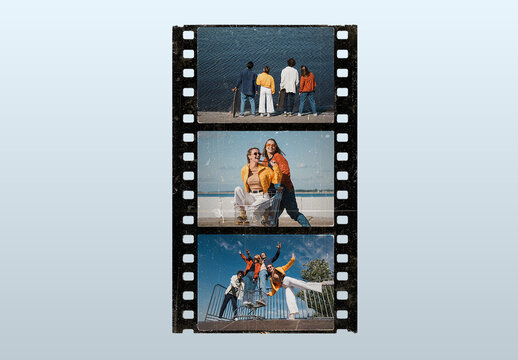 Analog Film Frame Template &ndash; Vintage Photo Border Overlay, 35mm Film Strip Mockup