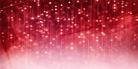 An abstract red Christmas background featuring glowing lights and magic stars creates a bright holiday celebration design with a glittery night sky effect for an artistic wallpaper backdrop © AbidurRahman