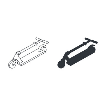 A vector image showing two scooters in an isometric view.