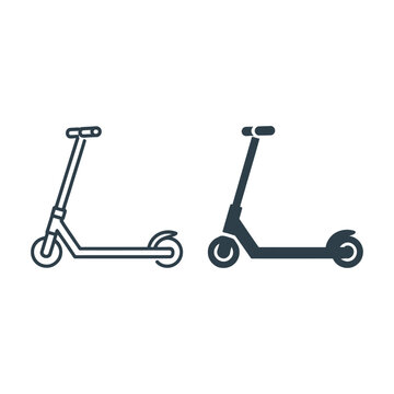 Two vector electric scooters displayed side by side in a minimalist style.