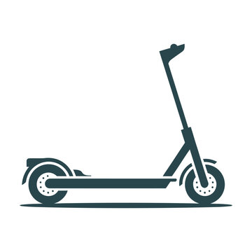 A vector illustration of a modern electric scooter standing upright