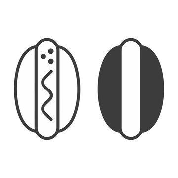 Two vector designs of hot dogs with buns