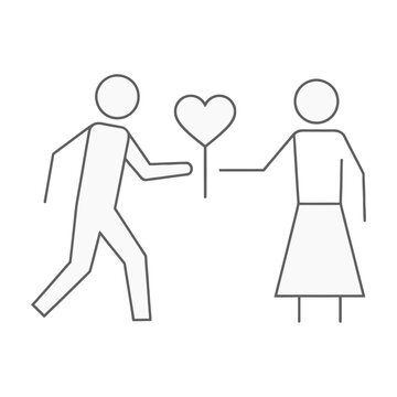 A vector illustration of a man giving a heart-shaped balloon to a woman