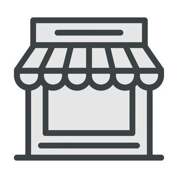 A vector illustration of a store with a striped awning