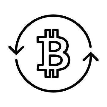Vector icon of Bitcoin symbol inside a circular arrow