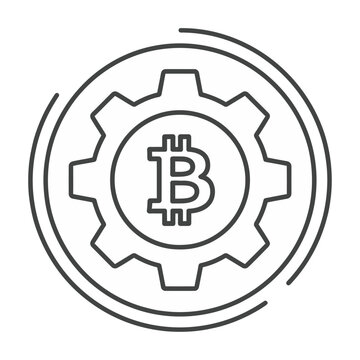 Vector illustration of a Bitcoin symbol inside a gear