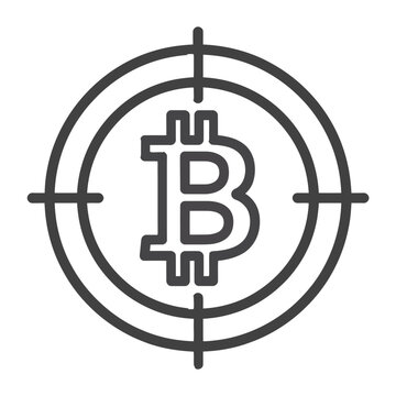 A vector target icon featuring the Bitcoin logo.