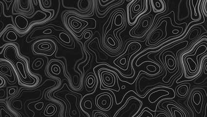 Abstract Topographic maps Pattern white contour line Banner in texture black Background © Creative