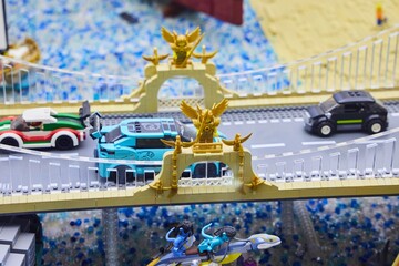 Fototapeta premium Moscow, Russia. - June 23, 2025: Lego construction kit, old models. Collection of the famous toy series