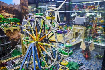 Fototapeta premium Moscow, Russia. - June 23, 2025: Lego construction kit, old models. Collection of the famous toy series