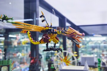 Fototapeta premium Moscow, Russia. - June 23, 2025: Lego construction kit, old models. Collection of the famous toy series