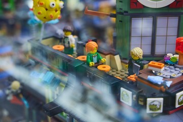 Fototapeta premium Moscow, Russia. - June 23, 2025: Lego construction kit, old models. Collection of the famous toy series