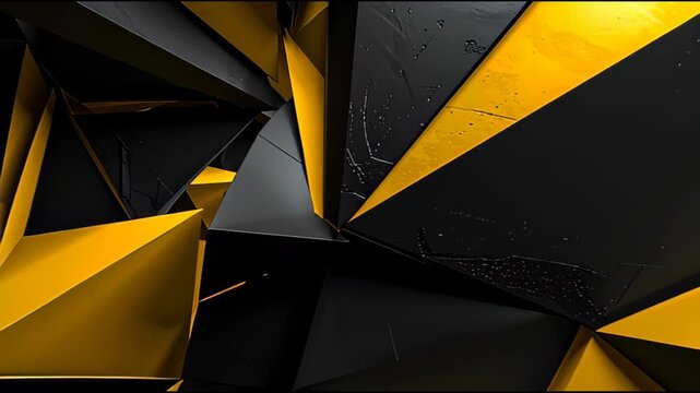 Abstract geometric design with sharp black and vibrant yellow triangular shapes creating a dynamic, futuristic pattern