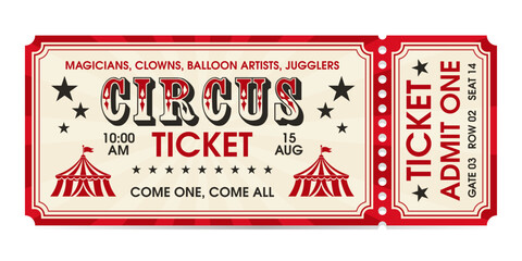 Circus ticket. Vector Image. Horizontal circus ticket.