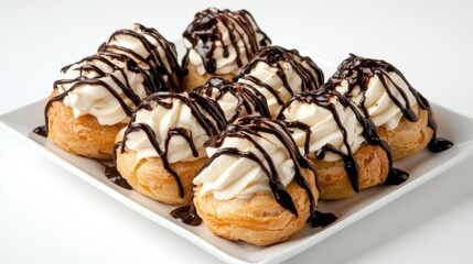 Delicious Chocolate Drizzled Cream Puffs Dessert
